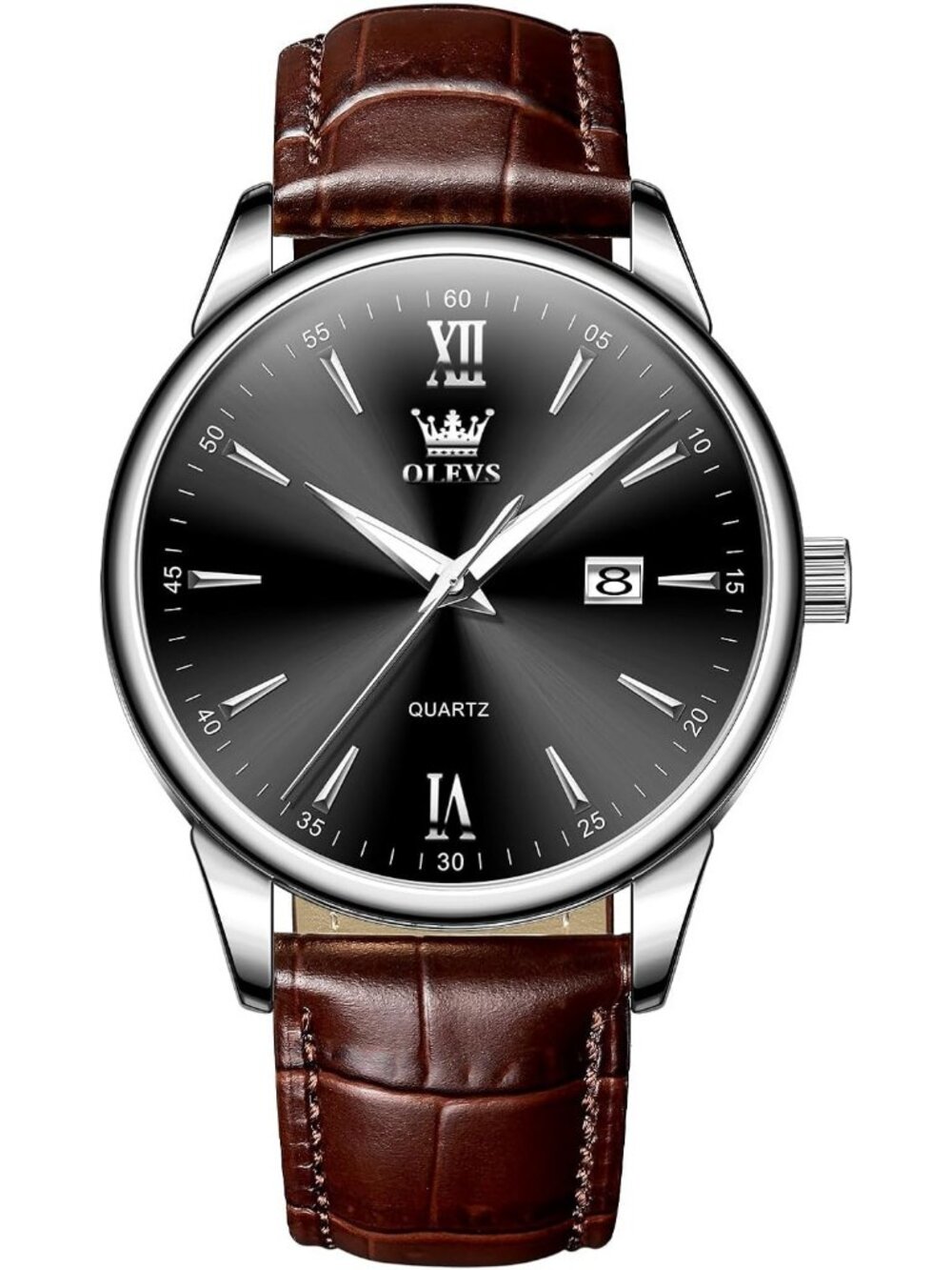 Men's Brown And Black Analog Quartz Stainless Steel Roman Numbers Classic Watch
